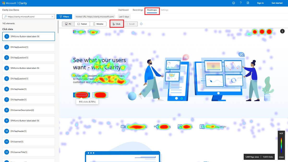 Fitur Heatmap Microsoft Clarity